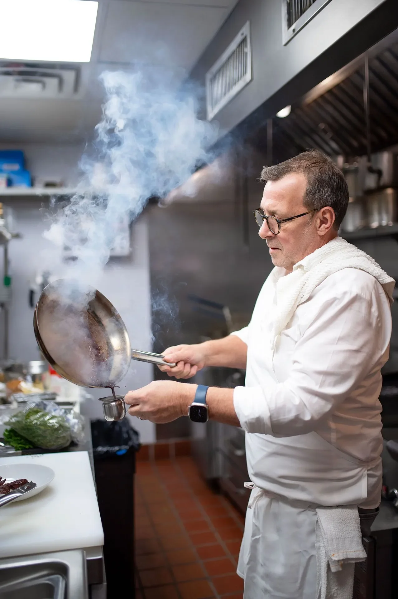 Chef David Denis at work in the kitchen